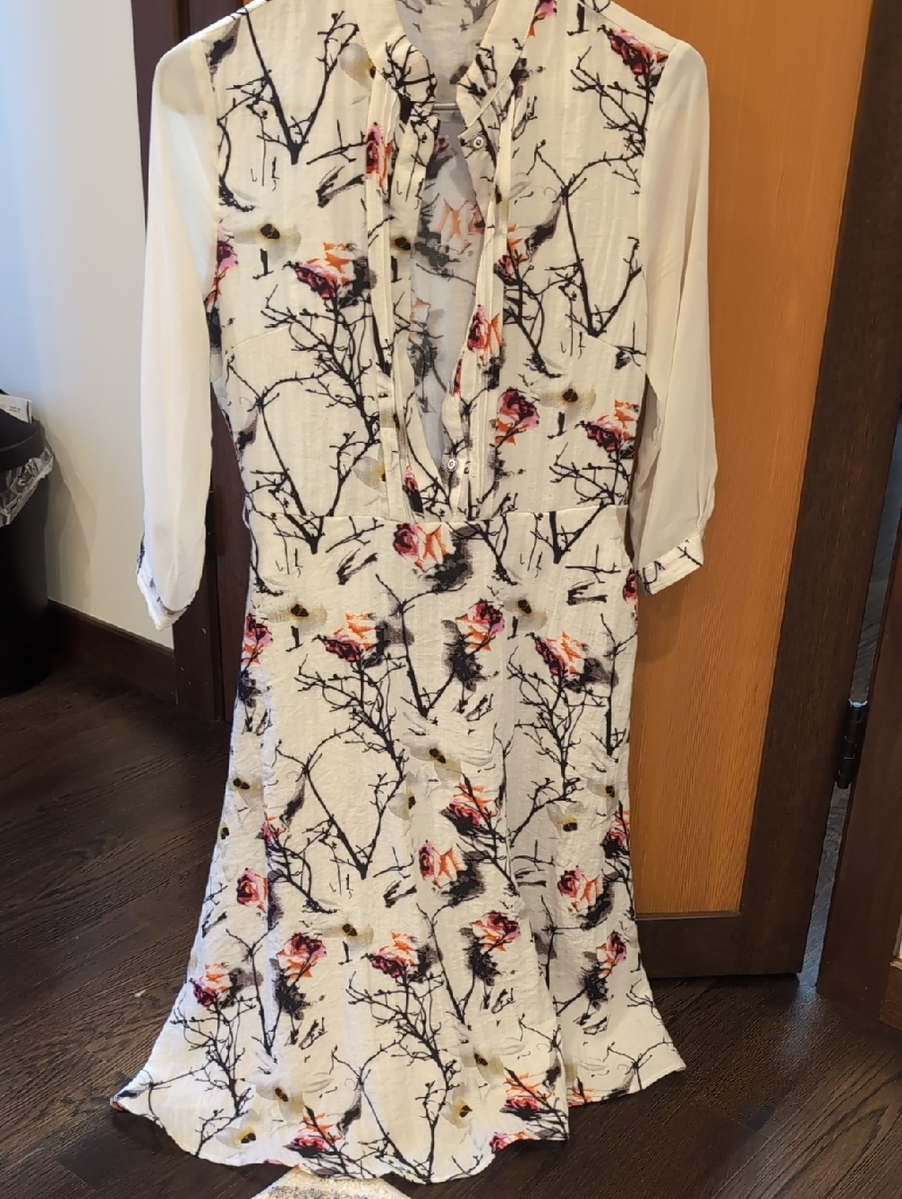 Floral Print White Midi Dress